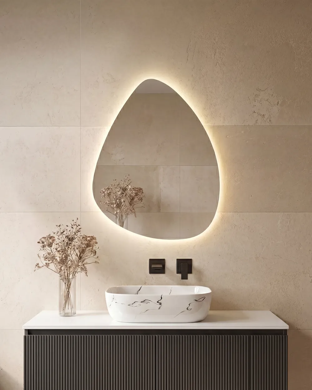 Lustro łazienkowe LED LUGNY 70 cm 90 cm Srebrny