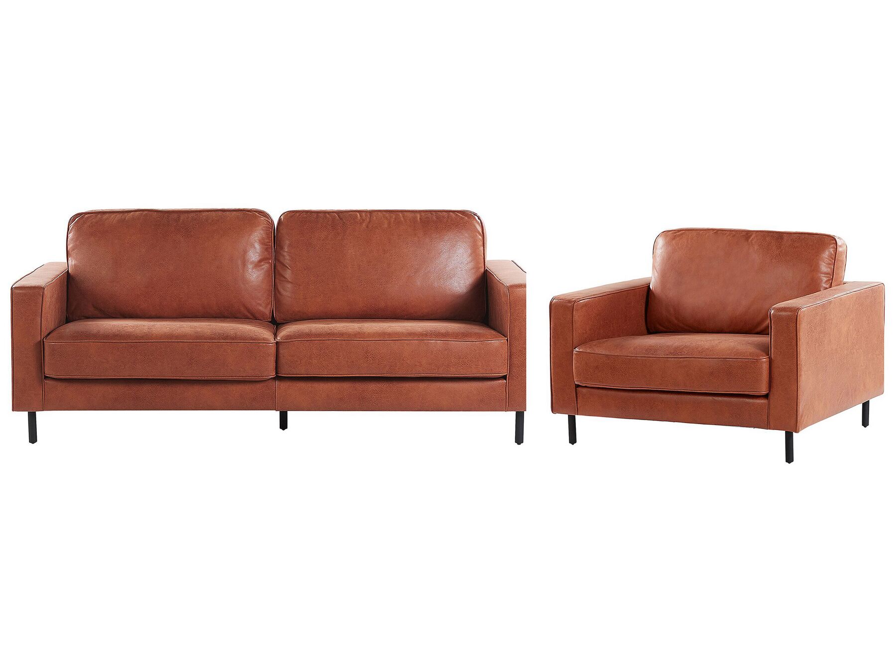 Set di divano e poltrona in similpelle marrone dorato SAVALEN_779213