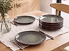 Conjunto de 8 platos llanos THYME Gres Verde oscuro 28 cm