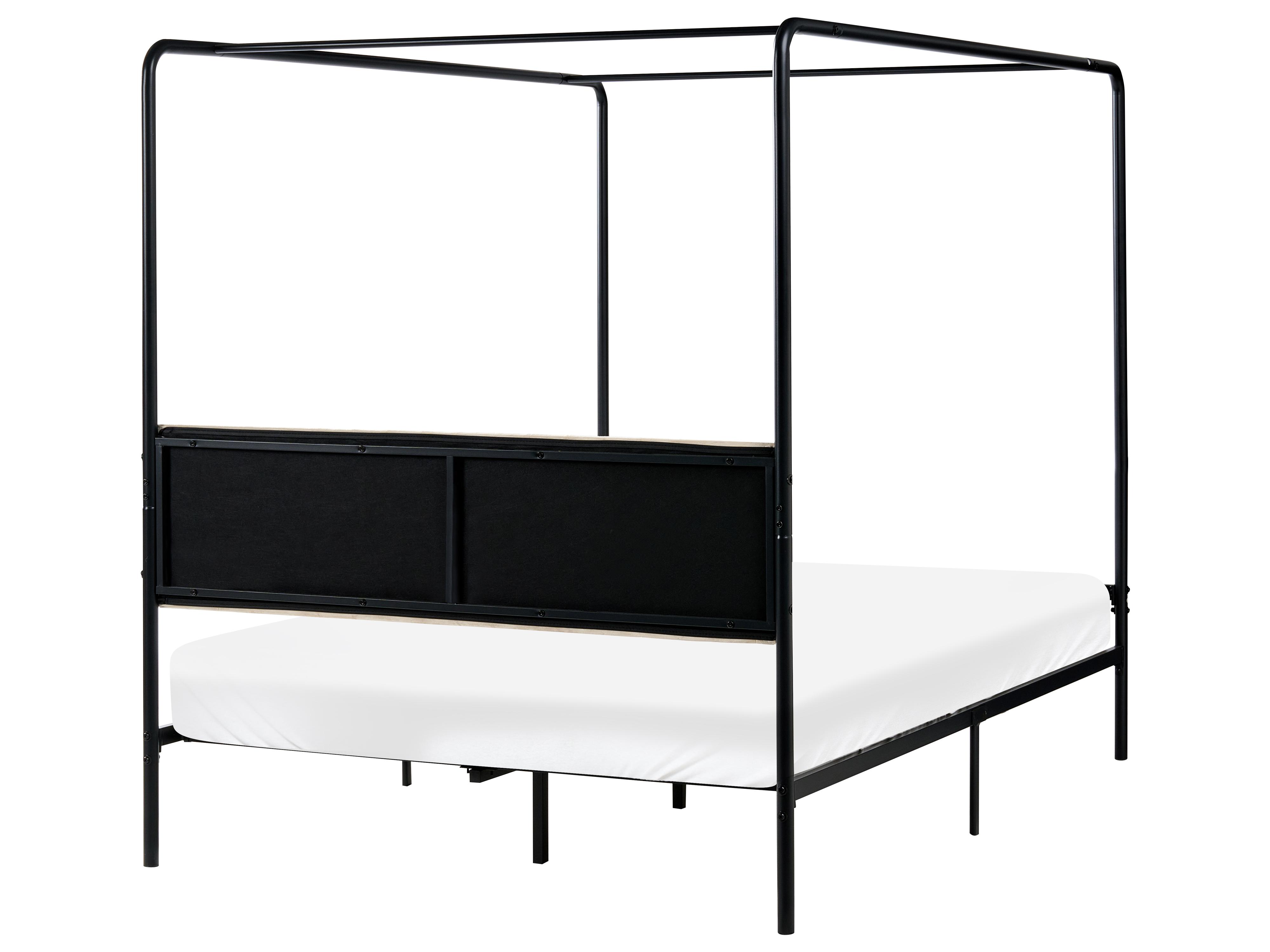 Four Poster Bed Metal MIRABEAU 140 x 200 cm (EU Double) Black_1033512