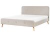 Letto con rete a doghe tessuto beige 180 x 200 cm RENNES_708004