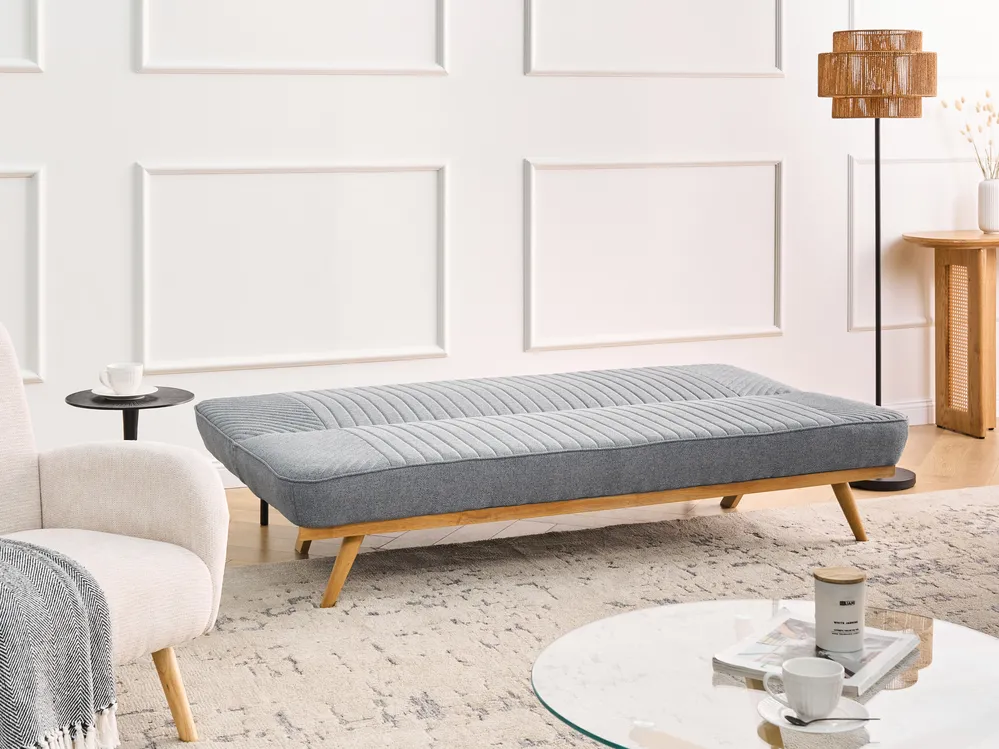 Sofa Bed 2 Seater KALFAFEL Fabric Grey_1009406
