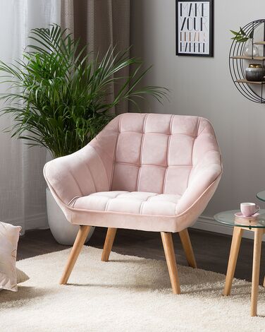 Velvet Armchair Pink KARIS