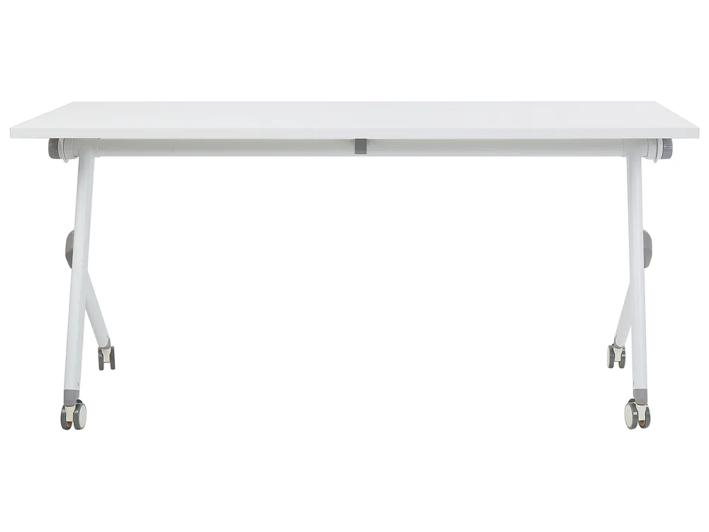 Foldable Office Desk BENDI 160 cm 60 cm with Wheels White_922321