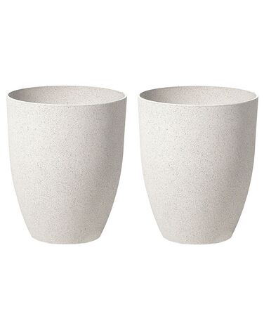 Conjunto de 2 macetas de mezcla de piedra blanco crema ⌀ 35 cm CROTON
