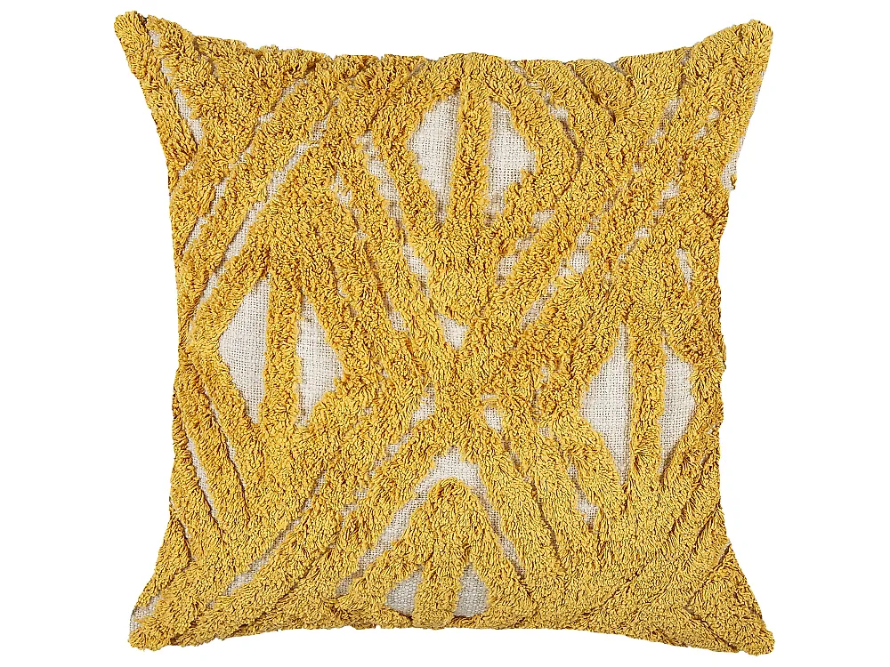 Conjunto de 2 cojines decorativos ALCEA 45 x 45 cm Algodón Amarillo Patrón geométrico_835166