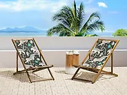 Set of 2 Sun Lounger Replacement Fabrics ANZIO/AVELLINO 113 x 44 cm Black_1175936