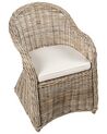 Gartensessel Rattan natürlich 2er Set Auflagen hellbeige SUSUA II_932943