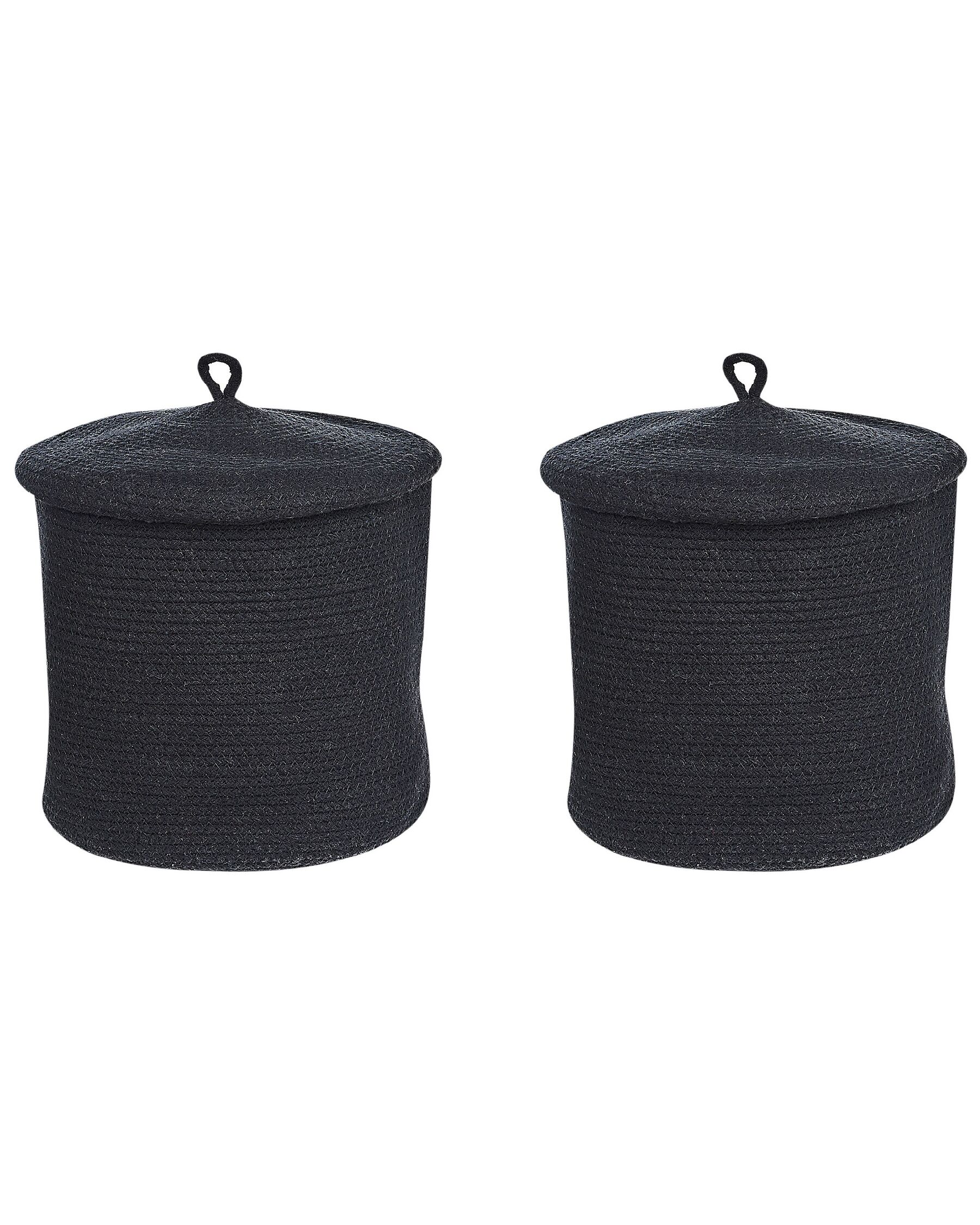 Conjunto de 2 cestos em algodão preto SILOPI_840180