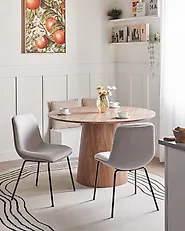 Conjunto de 2 sillas de comedor LORIDA Tela Gris_1184106