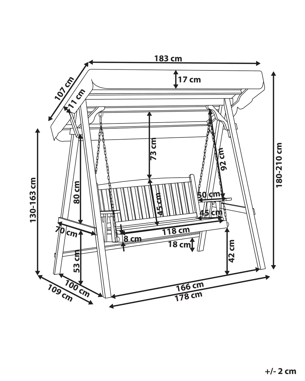 Patio Swing FIBBIALLA Spruce Wood Brown_958897