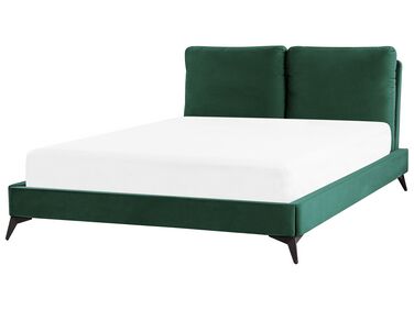 Zamatová posteľ 140 x 200 cm zelená MELLE