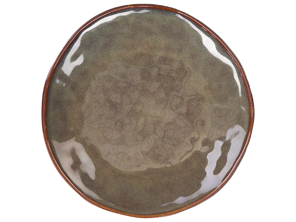 Set of 16 Dinnerware THYME Stoneware Dark Green_863187