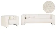 Living Room Set 4 Seater LEIREN Boucle White_920805