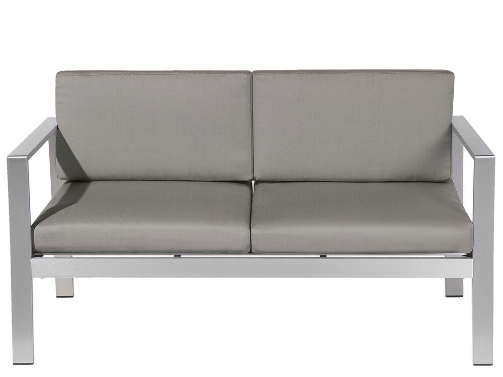 Gartenbank mit Auflage SALERNO 142 cm Metall Dunkelgrau
