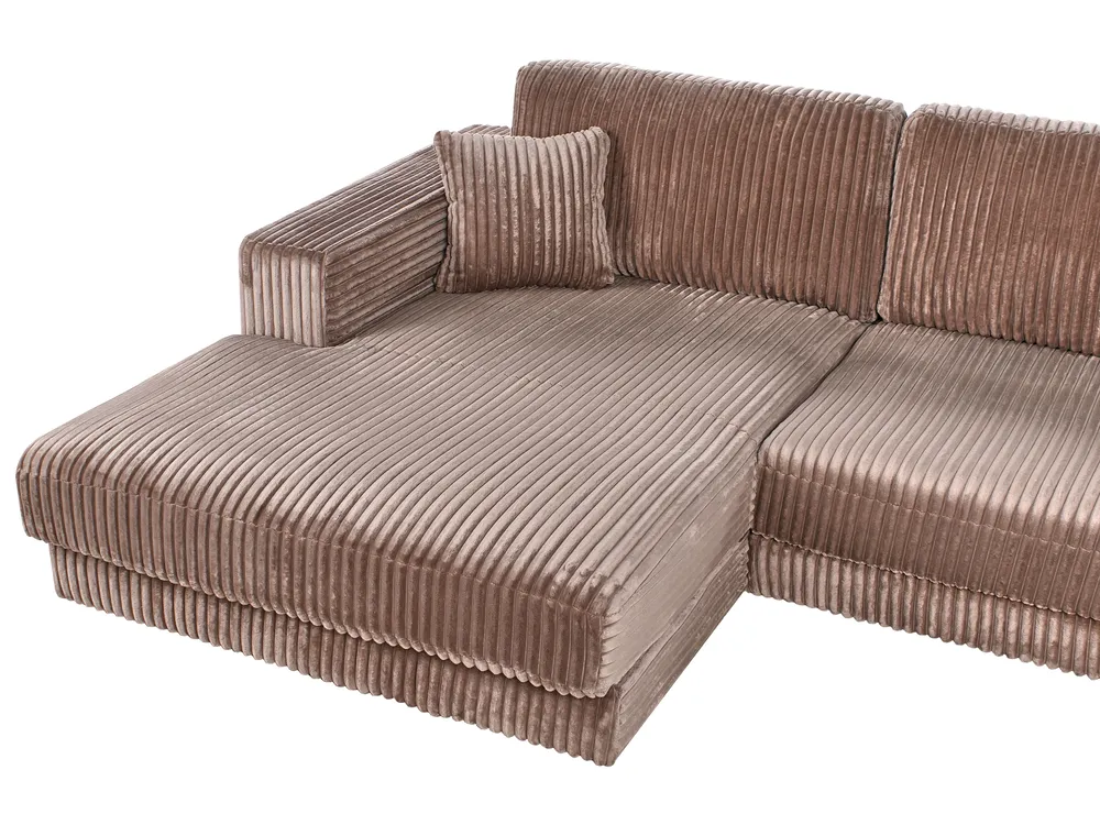 Corner Sofa 3 Seater LOFOTEN Corduroy Light Brown Right Hand_970074