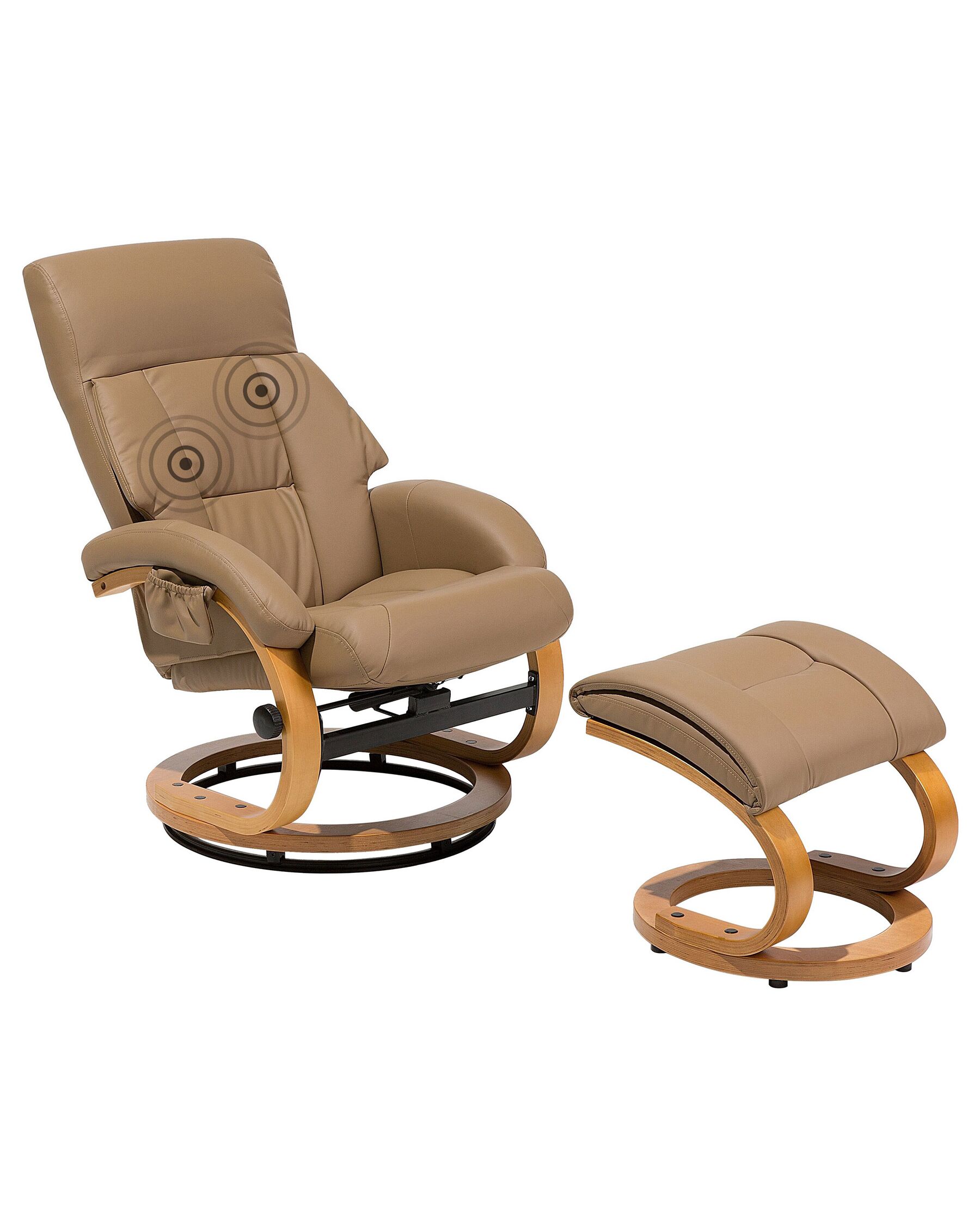 Fotel do masażu podgrzewany z podnóżkiem ekoskóra beżowy FORCE_697890