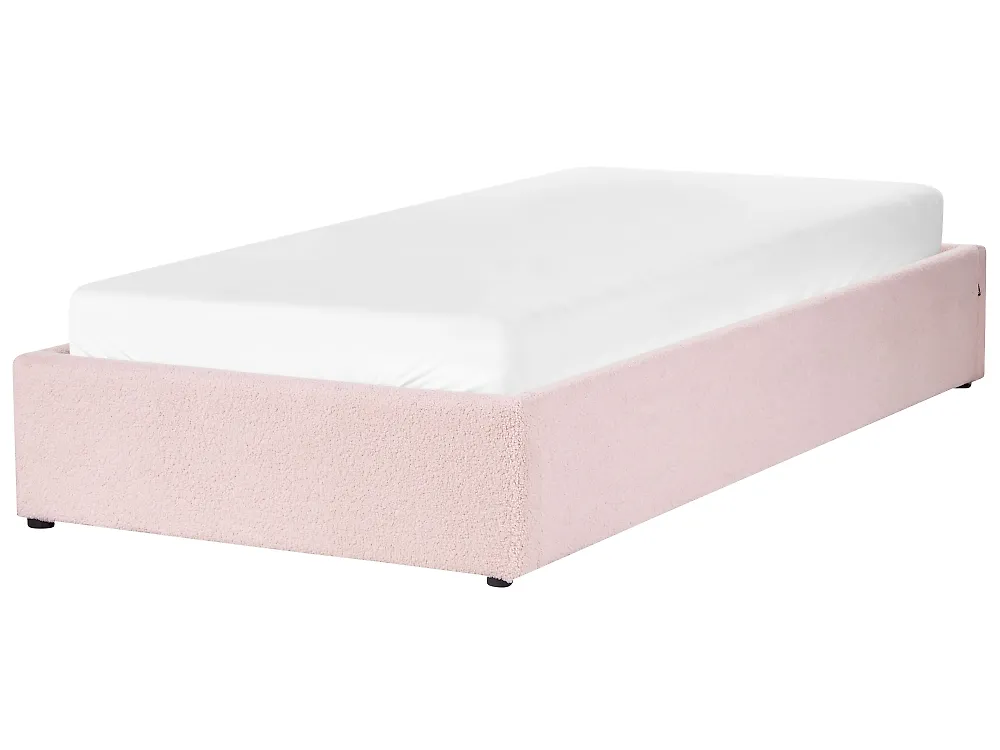 Ágyneműtartós ágy fejtámla nélkül DINAN Buklé Pasztellrózsaszín 90 x 200 cm_903662