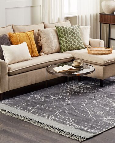 Viscose Area Rug 140 x 200 cm Grey HANLI