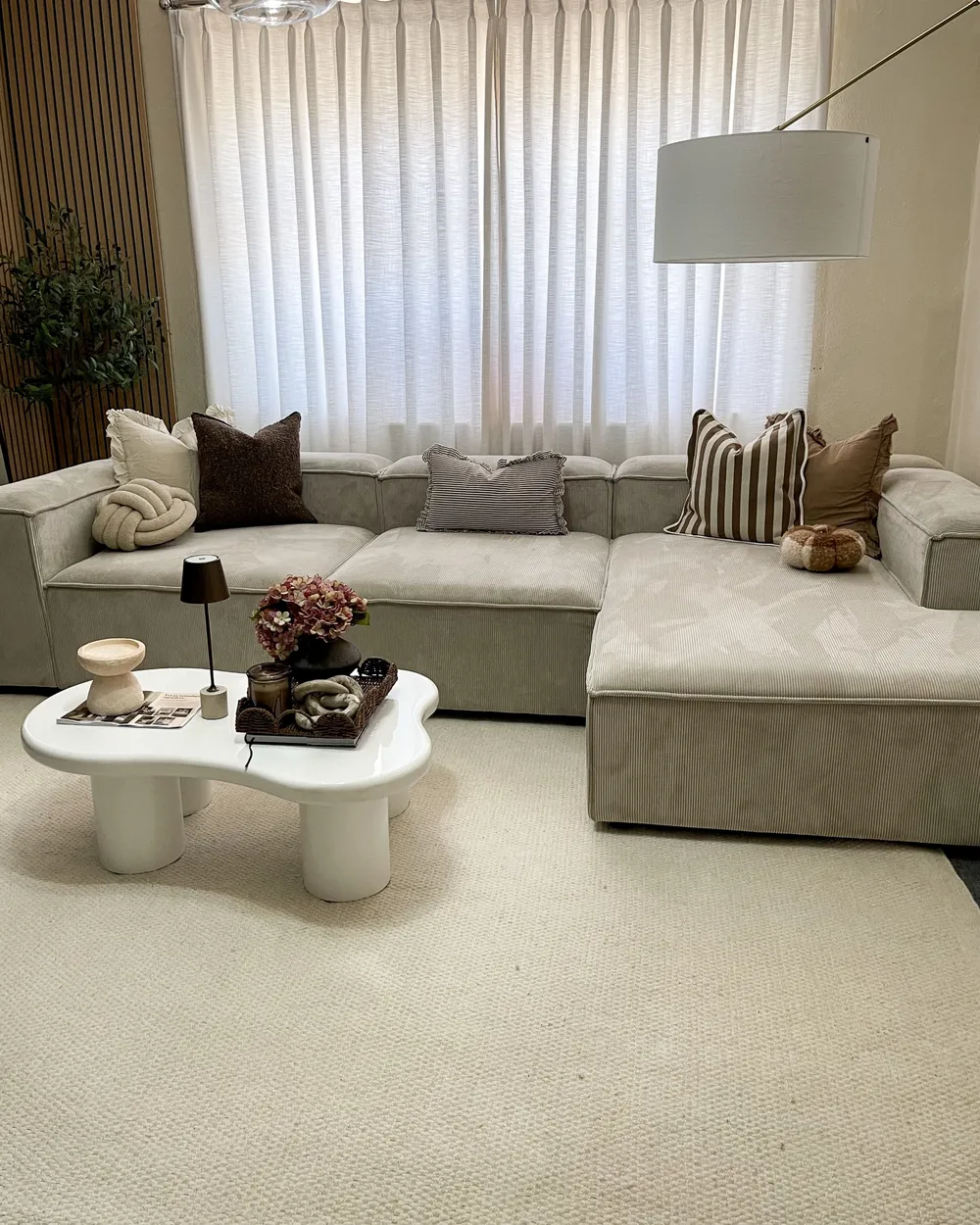 Modular Corner Sofa 4 Seater ARDAL Corduroy Taupe Left Hand_1024003