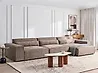 Modular Corner Sofa 4 Seater HELLNAR Fabric Light Brown Left Hand