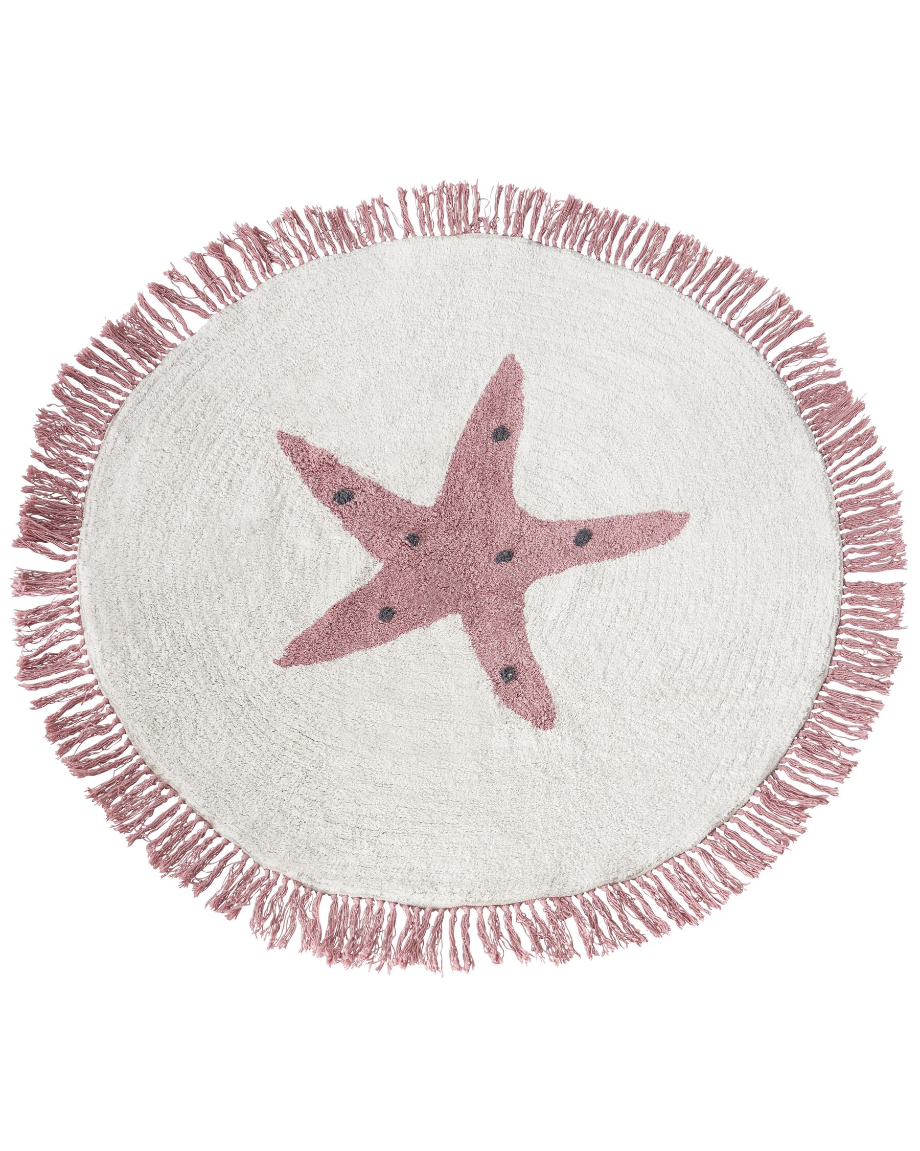 Dywan dziecięcy bawełniany z motywem gwiazdy ⌀ 120 cm złamana biel STARS_910768