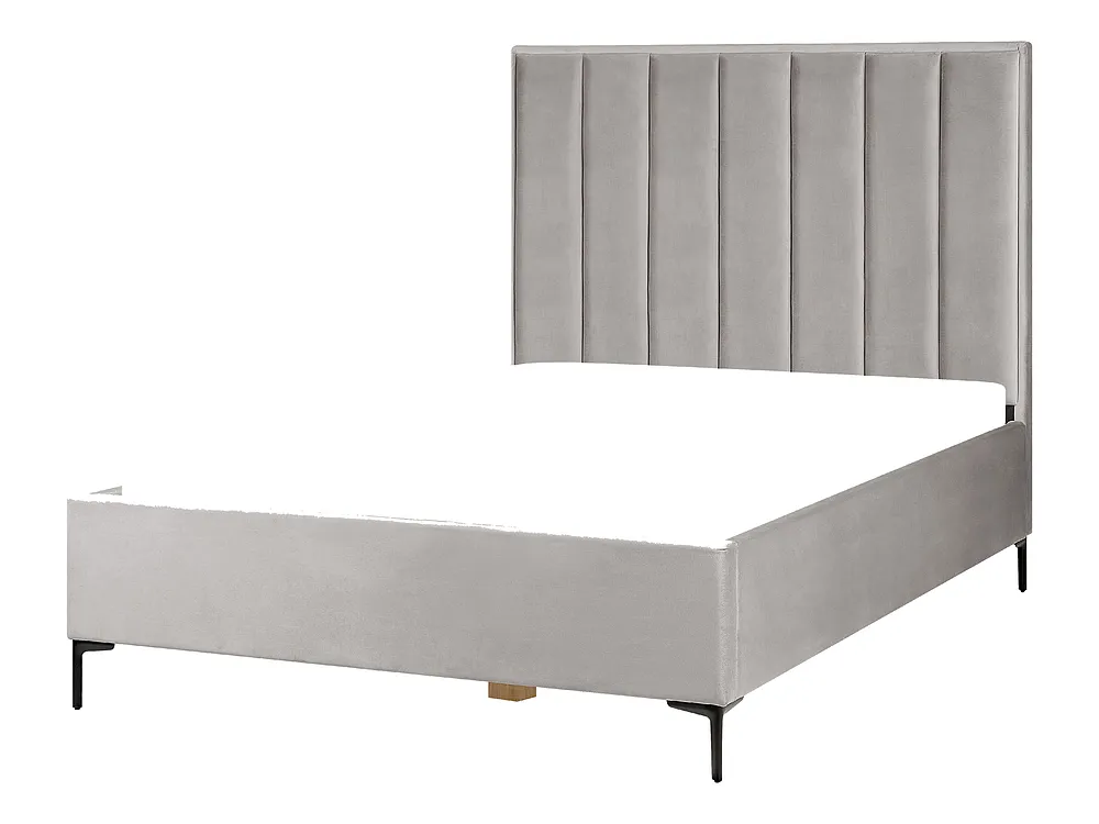 Ottoman Bed SEZANNE Velvet Light Grey 140 x 200 cm (EU Double)_800041