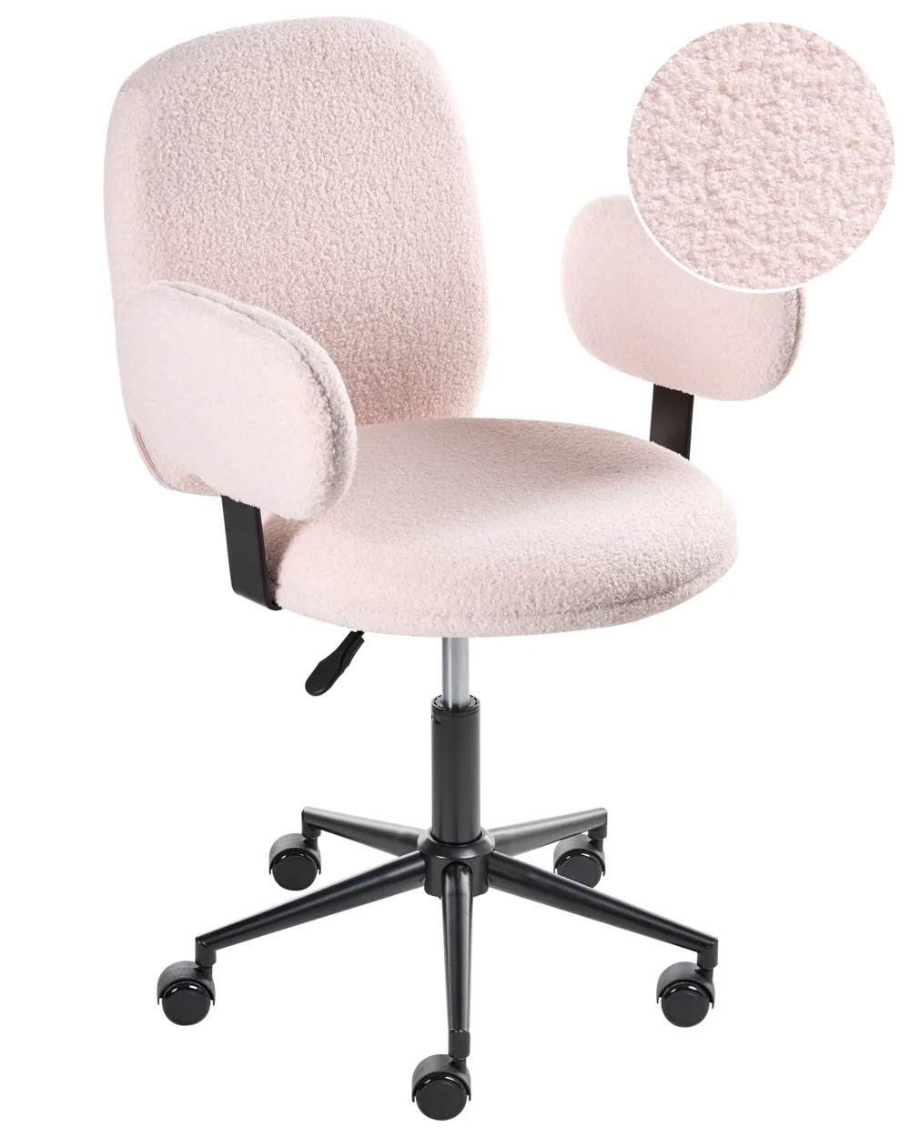 Desk Chair MORAGA Boucle Pastel Pink - Main Image