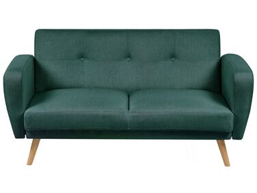 Kétszemélyes zöld kárpitozott kanapéágy FLORLI