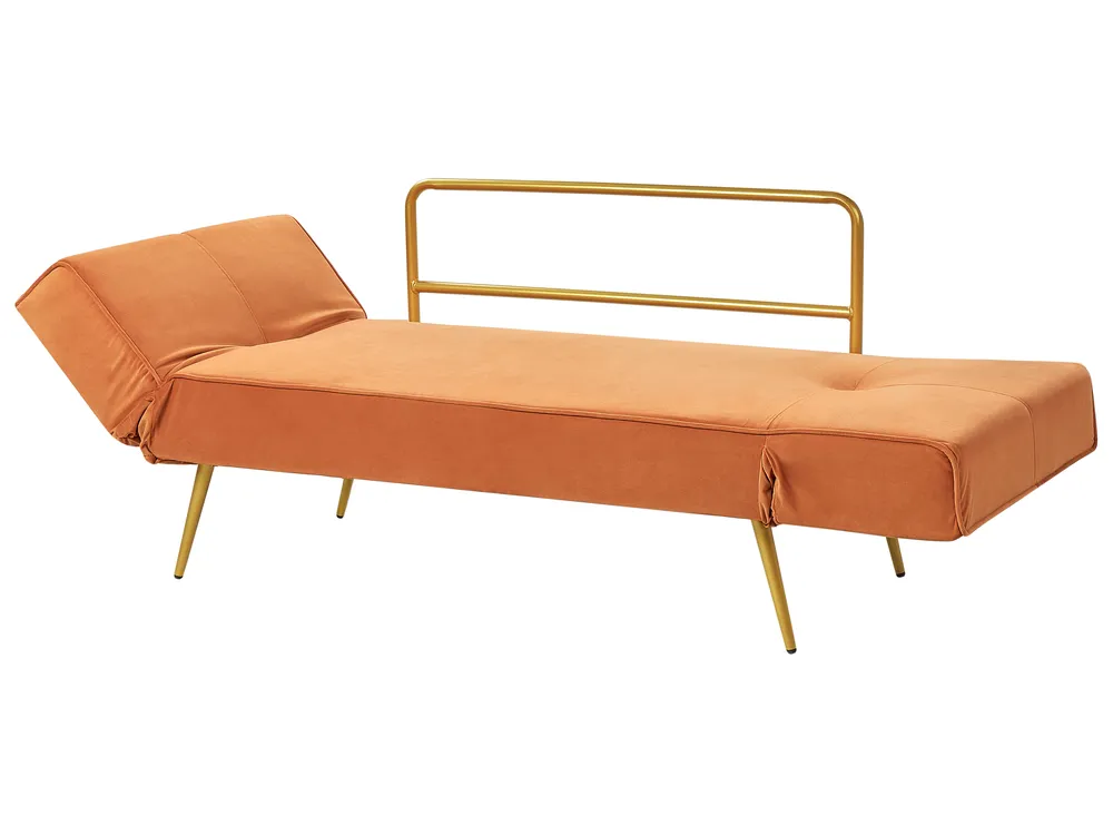 Sofa Bed 2 Seater SAARELA Velvet Orange_932723