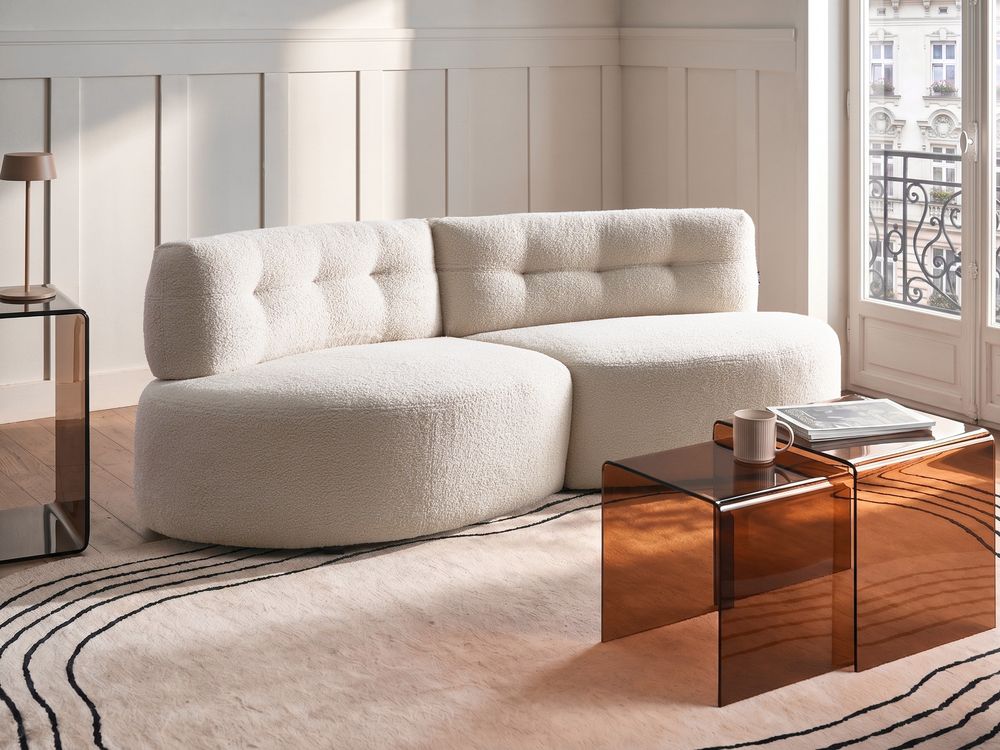 Sofa 3-Sitzer LAERDAL Bouclé Cremeweiß