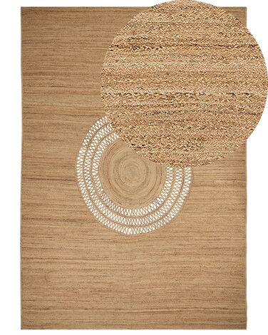 Teppich Jute beige 160 x 230 cm geometrisches Muster Kurzflor BOGAZOREN