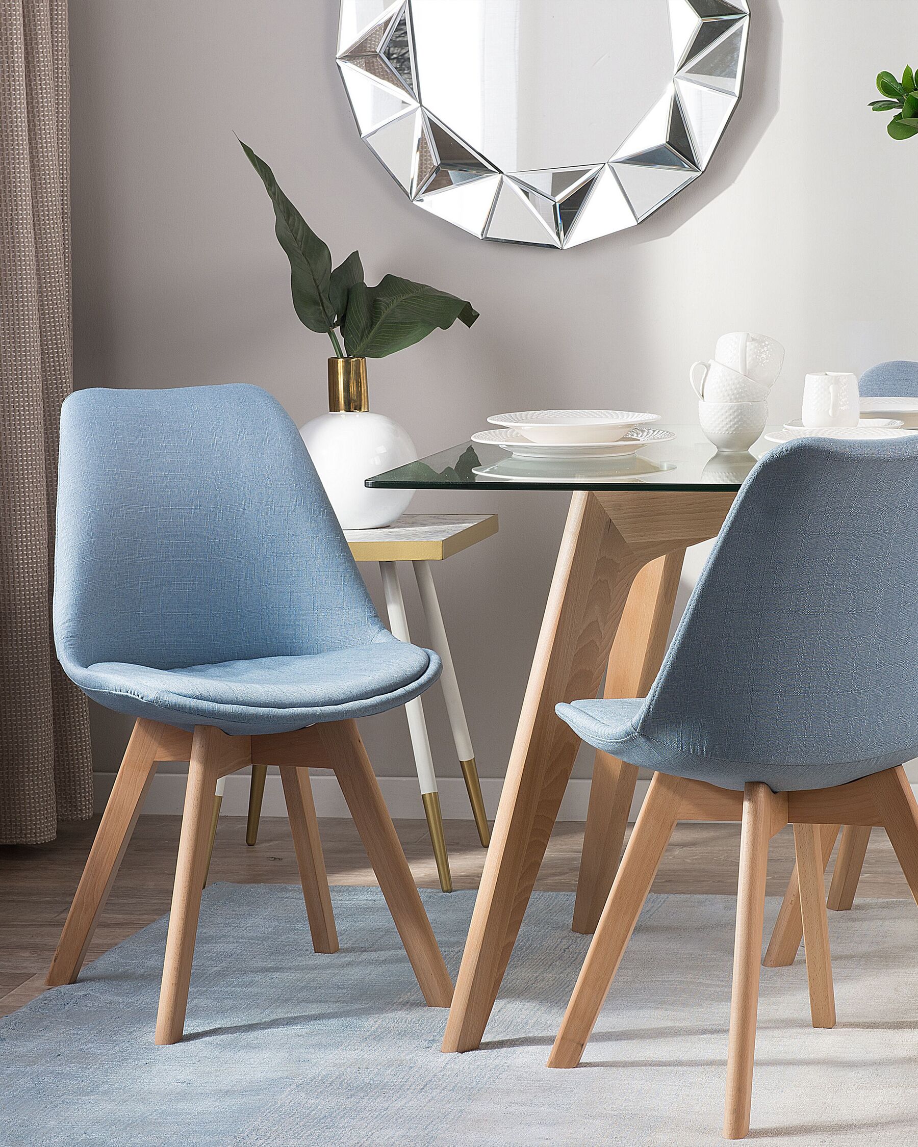 Set of 2 Fabric Dining Chairs Light Blue DAKOTA II_728847