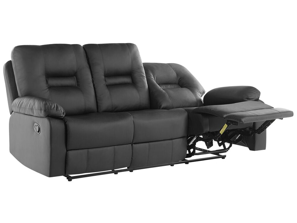 3 Seater Faux Leather Manual Recliner Sofa Black BERGEN Beliani