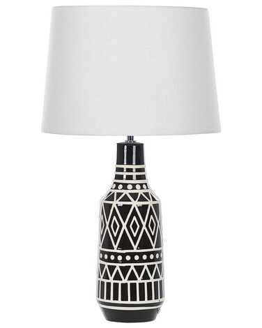 Tischlampe schwarz / weiß 68 cm Trommelform SHEBELLE
