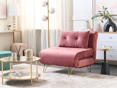 Velvet Sofa Bed Pink VESTFOLD