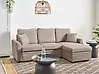 Corner Sofa Bed NASSJO with Storage Faux Linen Light Brown Left Hand