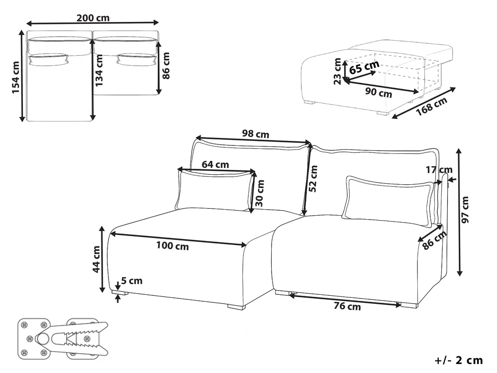 Modular Corner Sofa NERBO Boucle Off-White Right Hand_1034125