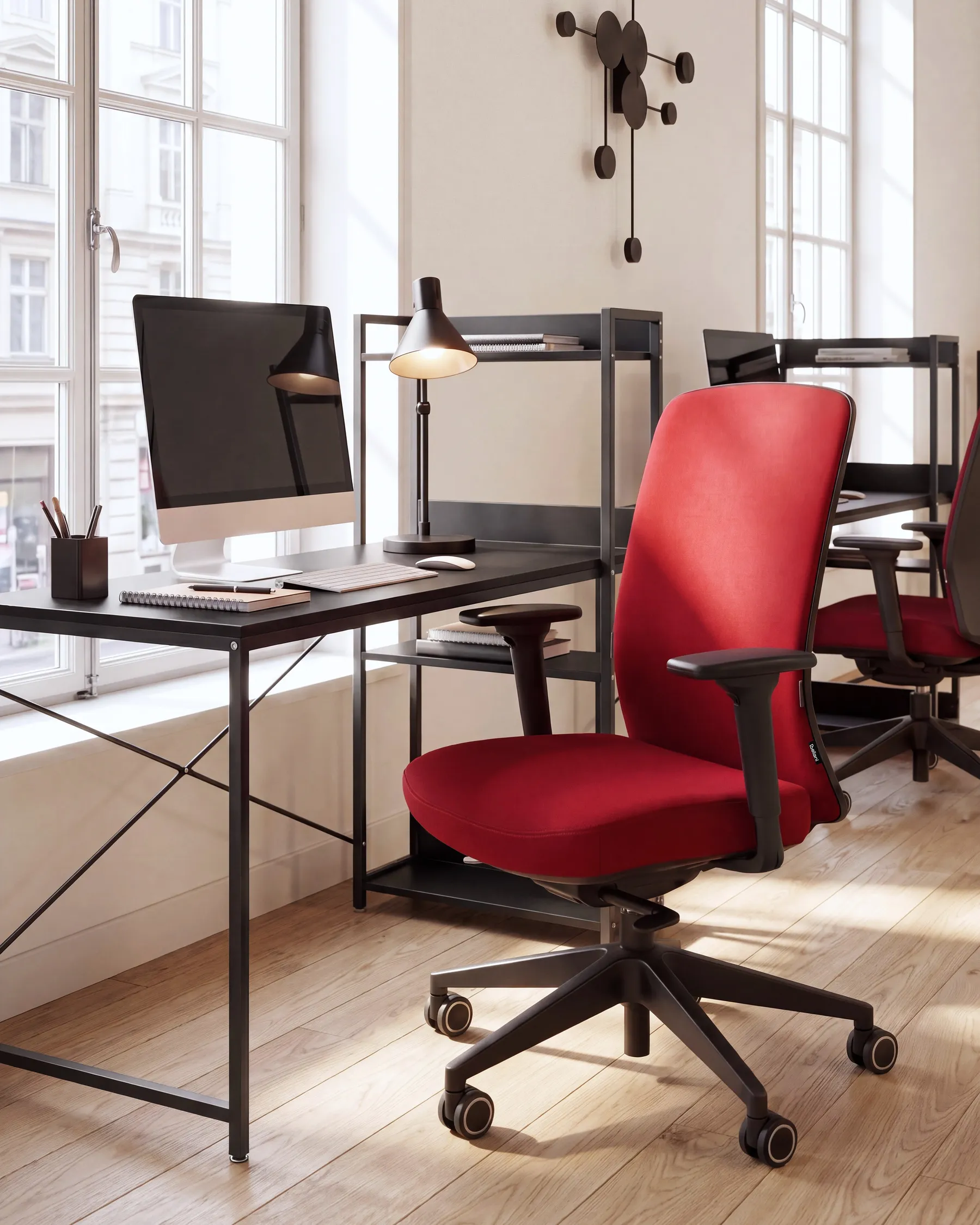 Sedia da ufficio KAMILON Tessuto Rosso scuro_1084805