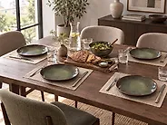 Set de 4 assiettes plates THYME Grès Vert foncé 28 cm_1175100