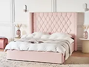 Ottoman Bed LUBBON Velvet Pastel Pink 160 x 200 cm (EU King Size)_1183496