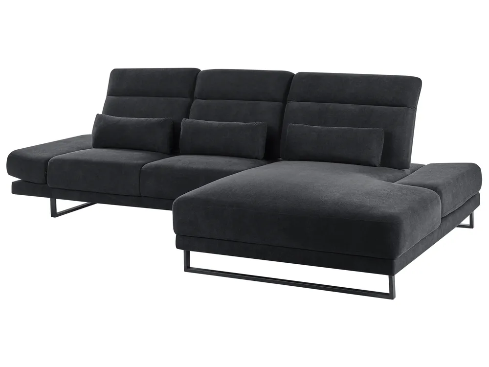 Corner Sofa 4 Seater IKAST Fabric Black Left Hand_959784