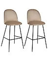 Set of 2 Bar Chairs ARCOLA Velvet Taupe