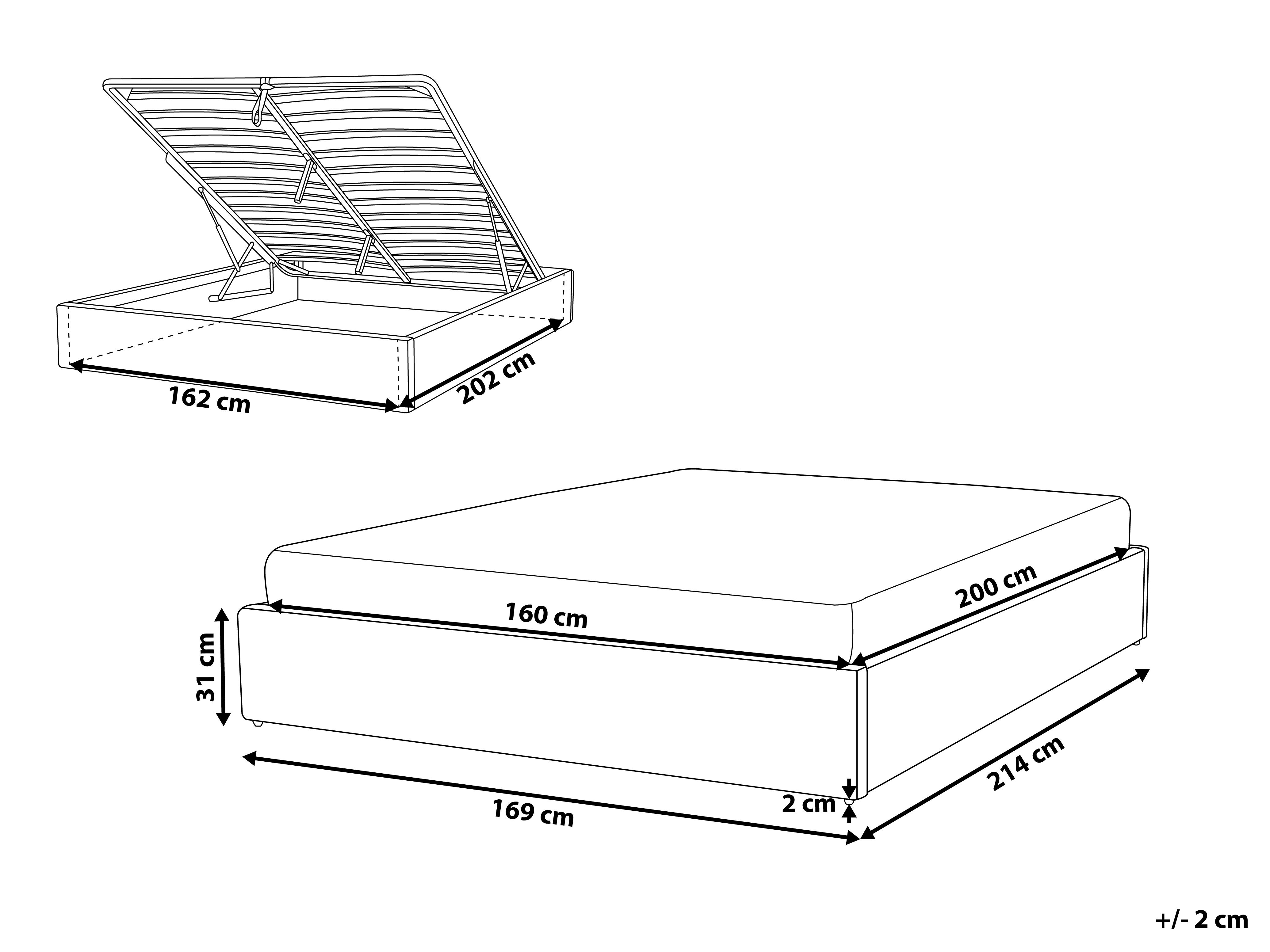 Ottoman Bed without Headboard DINAN Fabric Light Grey 160 x 200 cm (EU King Size)_903727