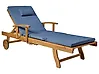 Sun Lounger with Cushion JAVA PREMIUM Reclining Acacia Wood Blue