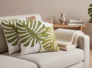 Set of 2 Decorative Cushions ZENOBIA 45 x 45 cm Cotton Dark Green Plant Pattern_770092