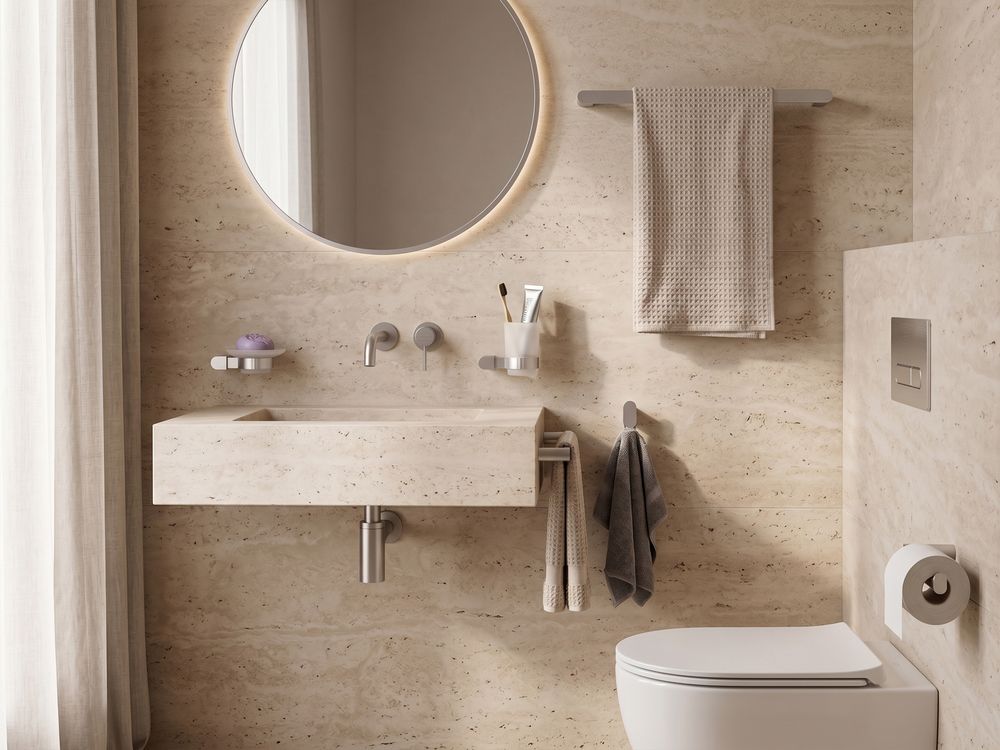 6-Piece Bathroom Hardware Set PARACAS with Towel Bars and Hooks Silver
