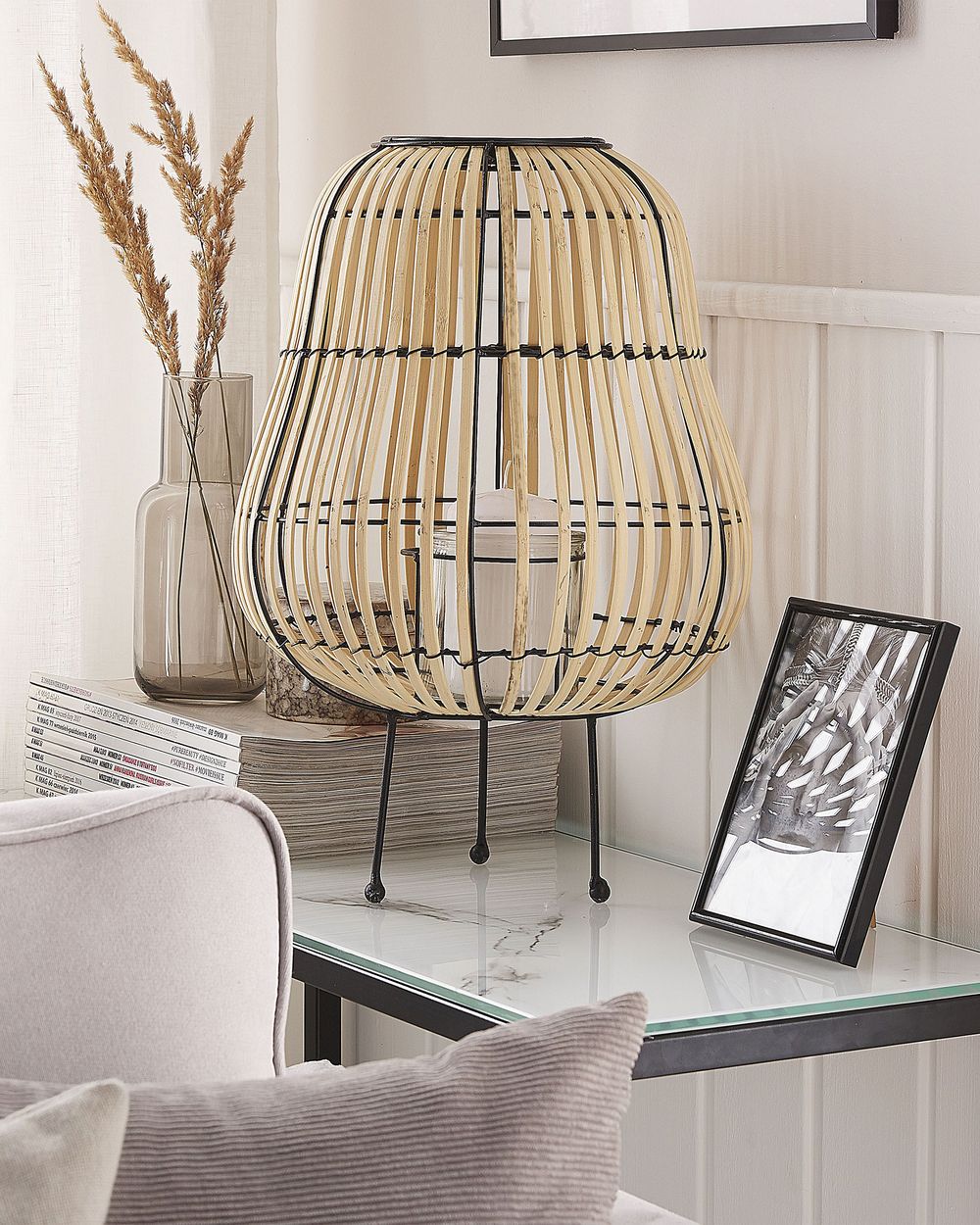 Lantern BERKNER 44 cm Willow Wood Natural