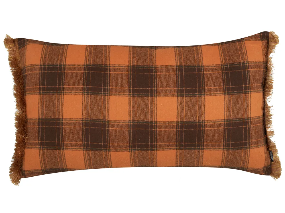 Poduszka dekoracyjna BARJA 40 x 70 cm Pomarańczowy W kratkę