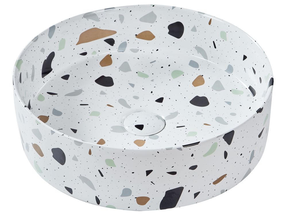 Lavabo da appoggio NULES ⌀ 40 cm Ceramica Effetto terrazzo Terrazzo Bianco